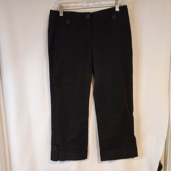 Loft Ann Taylor Cropped Capri cuffed black pants business casual sz 6P - Picture 4 of 8